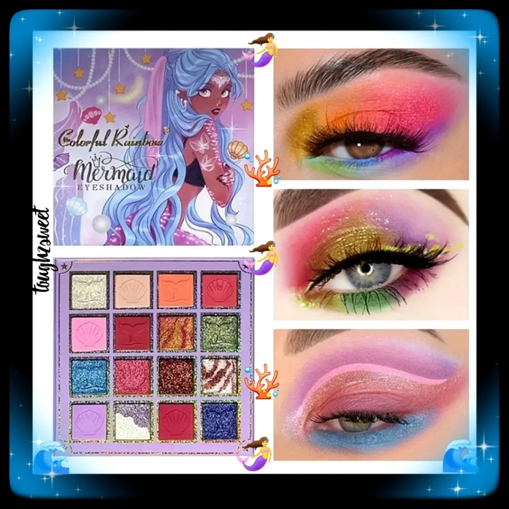 🆕️LAST 1🐙COLORFUL RAINBOW MERMAID 16 COLOR ULTRA PIGMENTED EYESHADOW PALETTE